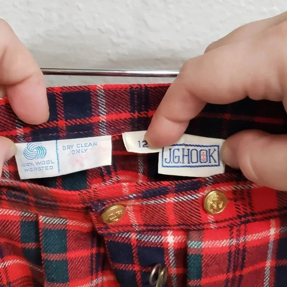 JG Hook| Vintage| 100% Wool Tartan Plaid Scottish Style Midi A-line Kilt Skirt - Picture 3 of 4